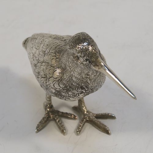 A handsome Sterling Silver snipe. This beautiful  solid cast silver model of a Snipe was imported into London in 1965. The dimensions of this fine hand-made sterling silver snipe are length 10 cms (4 inches), height 7 cms (2.5 inches), and it weighs approx. 105g (3.4 troy ounces).   