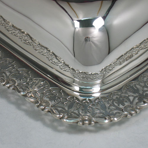 Sterling silver cheese dish, with liner, made by Mappin & Webb Sheffield in 1925. Length 21 cms, height 10 cms.