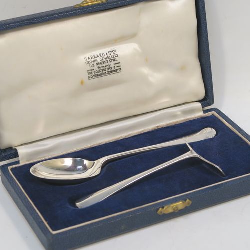 Loop Handle Two Piece Sterling Silver Fork and Spoon Baby Set