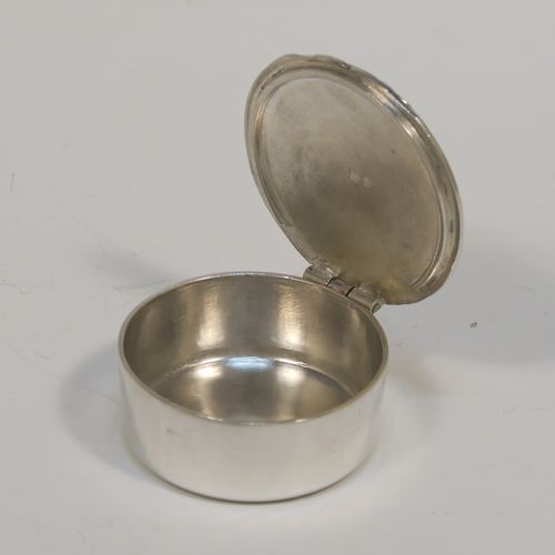 A rare Sterling Silver travelling communion set, consisting of a chalice with pull-off lid and gold-gilt interior, a pyx box with hinged lid, all fitted into a silver-plated cannister style hinged holder with a push-button latch and an applied Christogram on top. This beautiful silver communion set was made by Leonard William Burt of London in 1954. The dimensions of this fine hand-made silver travelling communion set are length of cannister 9 cms (3.5 inches), height of chalice with lid 6.5 cms (2.5 inches), diameter of pyx box 4 cms (1.5 inches), with a total silver weight of approx. 112g (3.6 troy ounces).   