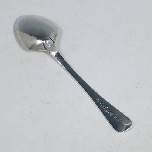 A rare Antique Georgian Sterling Silver set of six egg condiment spoons, in the Old English pattern, having plain handles with a pip on the reverse, and with original gold-gilt bowls. All made by William Eley, William Fearn & William Chawner of London in 1811. The dimensions of these fine hand-made antique silver egg spoons are length 12 cms (4.75 inches), and they weigh a total of approx. 125g (4 troy ounces). Please note that these are original egg spoons, not altered teaspoons. Also please note that they are all crested.   