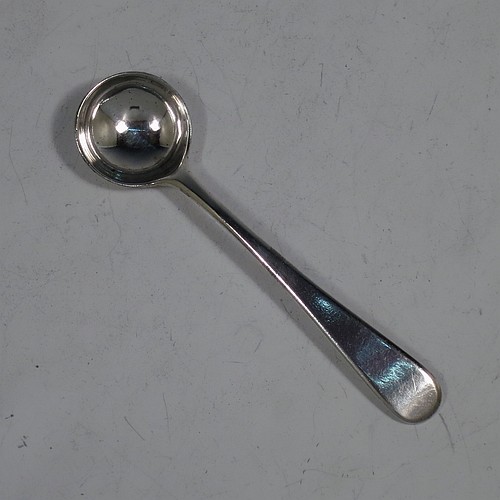 An Antique Georgian Sterling Silver set of four salt spoons, in the Old English pattern. All made by Thomas James of London in 1809. The dimensions of these fine hand-made antique silver salt spoons are length 10 cms (4 inches), and they weigh a total of approx. 37g (1.2 troy ounces).