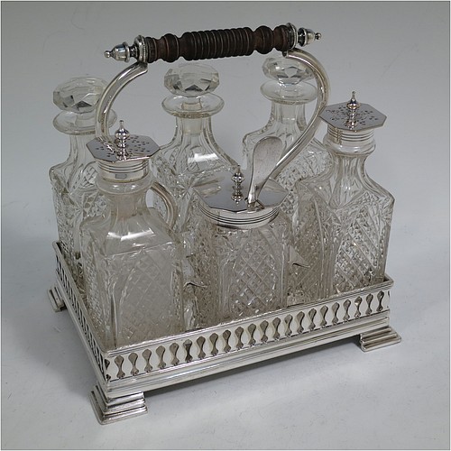 Antique Victorian Silver Plated Glass Cruet Condiment Set