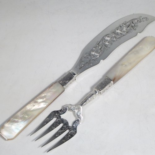 Fish Servers in Antique Sterling Silver Bryan Douglas Antique Sterling  Silver Fish Servers