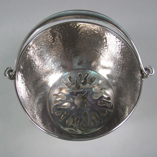 Antique Edwardian, sterling silver, hand-hammered ice bucket, made by Martin and Hall of Sheffield in 1903. Height 14 cms.