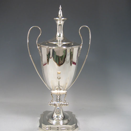    Antique Edwardian sterling silver samovar, made by William Aitken of Birmingham in 1908. Height 41 cms.