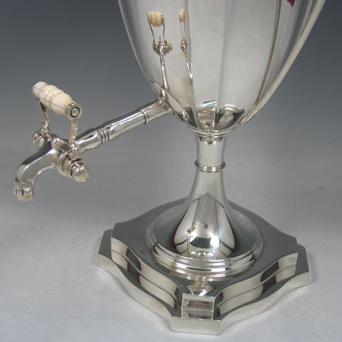    Antique Edwardian sterling silver samovar, made by William Aitken of Birmingham in 1908. Height 41 cms.